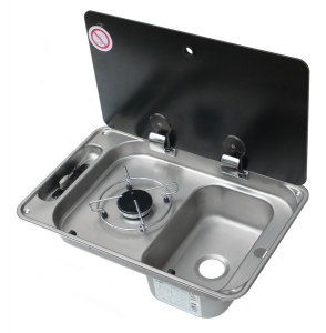 FL1323,can,フラップバーナーシンク,コンビシンク,ガラスカバー付き1バーナーシンク,流し,一口コンロ,